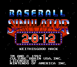 Baseball Simulator 2012 Title Screen